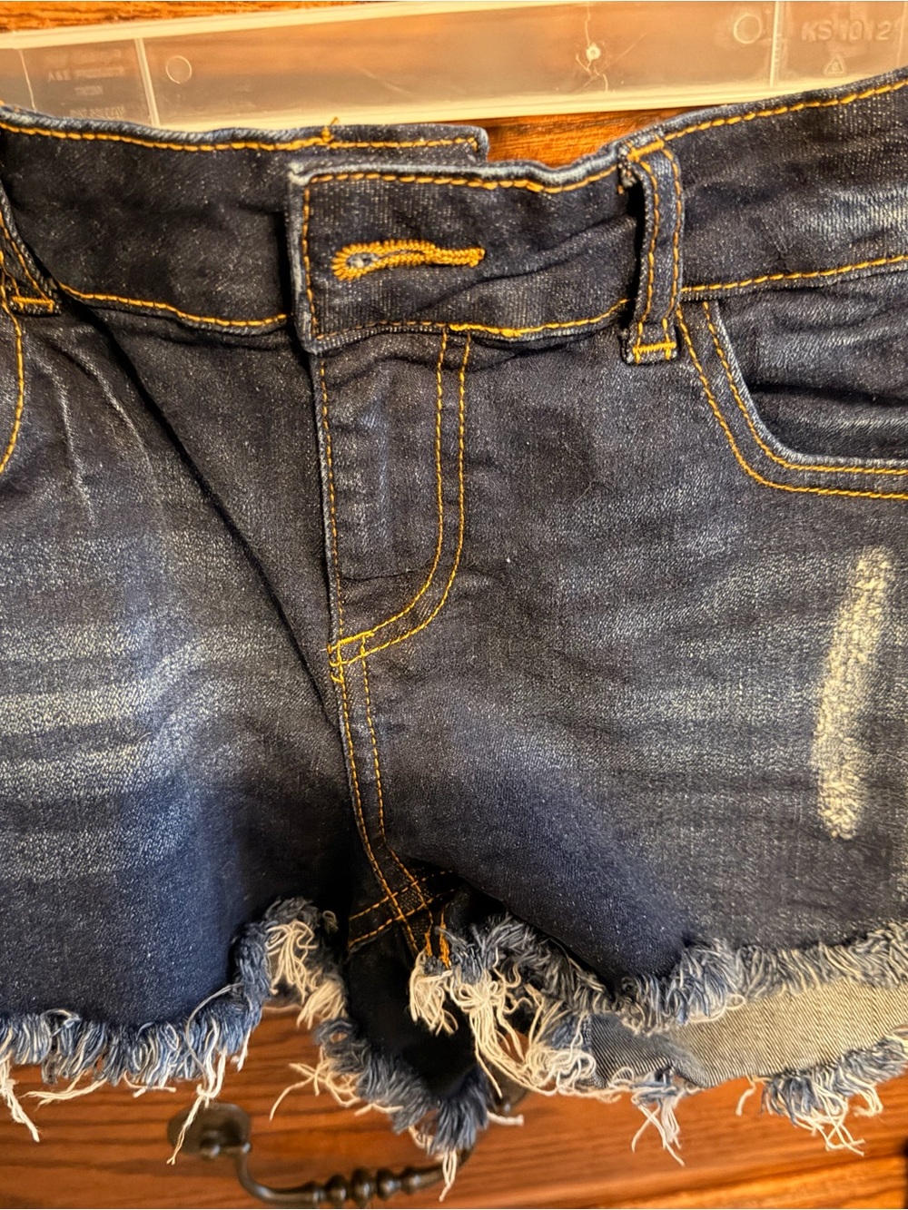 Dark Blue Frayed Hem Jean Shorts - Women - July 4th ready !